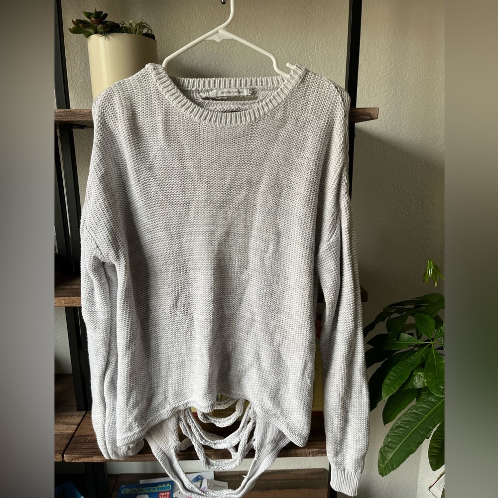 Stars and Stripes Chunk Sweater (M/L,Light Gray)